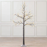 5ft, 6ft Decor Outdoor LED Christmas Tree Warm white LED lights, snowy twig design,Indoor Outdoor flexible branches for shaping and styling Battery Operated - 4A's Global