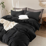 HIGH LIVING Bedding Double Duvet cover set with Pillow cases - Soft Microfibre Polyester Quilt Cover Set (Double Black) - 4A's Global