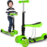 3 in 1 Scooter With Removeable Seat for Kids Ages 3-12 Adjustable Height 3 Wheel - 4A's Global