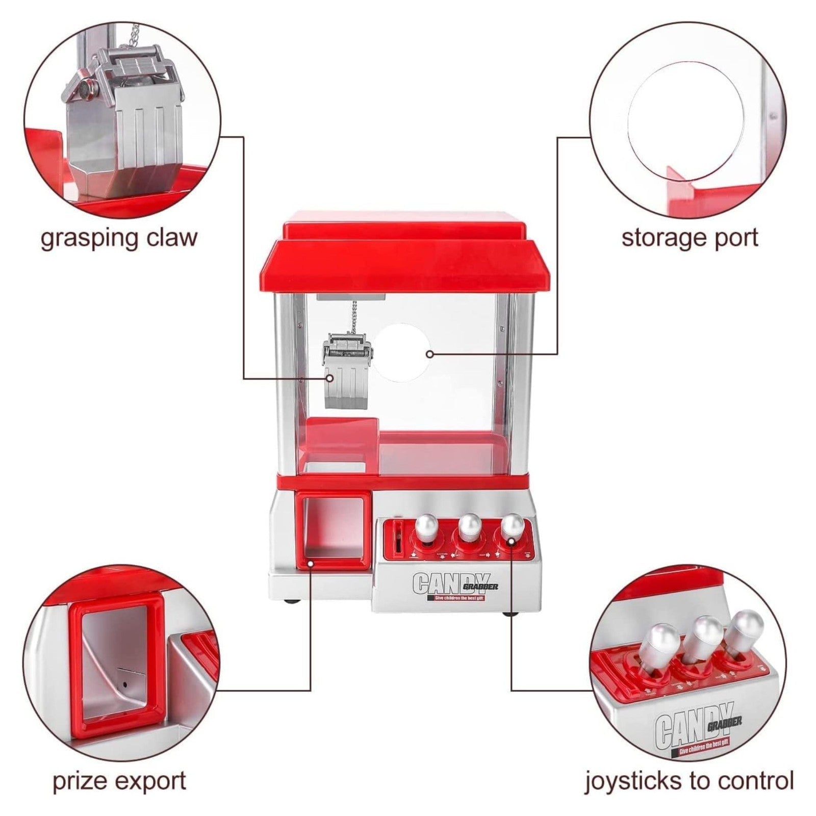 Candy Grabber Machine for Kids – Mini Claw Arcade Game Toy with Music & 20 Coins - 4A's Global