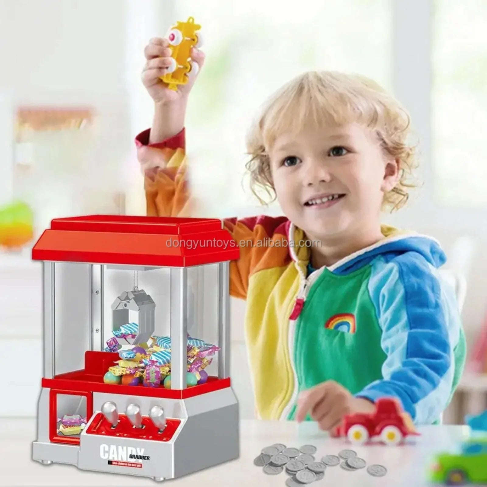 Candy Grabber Machine for Kids – Mini Claw Arcade Game Toy with Music & 20 Coins - 4A's Global