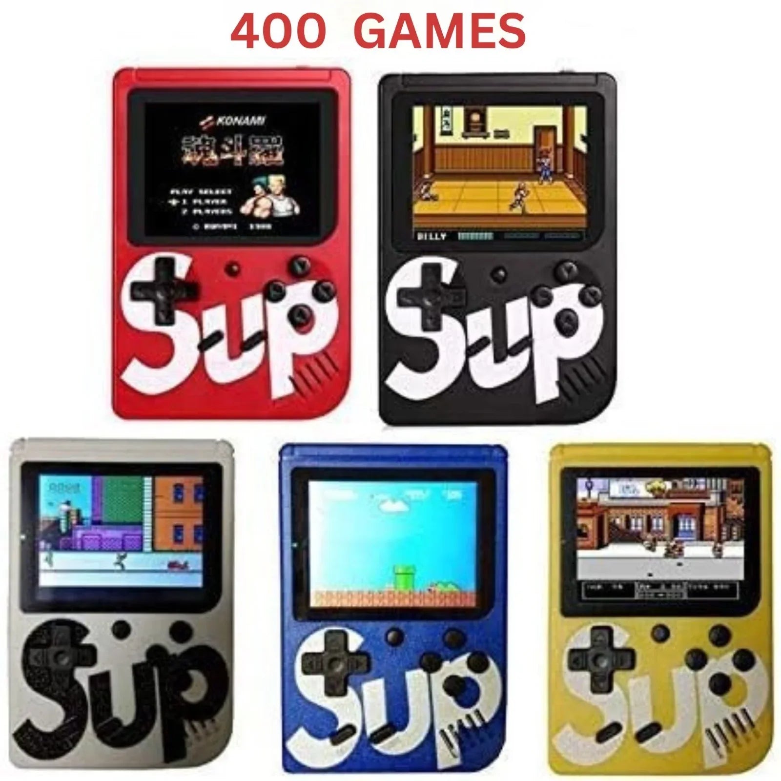Meesa 400 in 1 Retro Handheld Game Console – Rechargeable 8-Bit Mini Gaming Box - 4A's Global