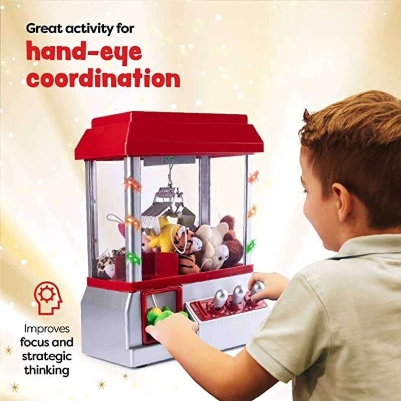 Candy Grabber Machine for Kids – Mini Claw Arcade Game Toy with Music & 20 Coins - 4A's Global