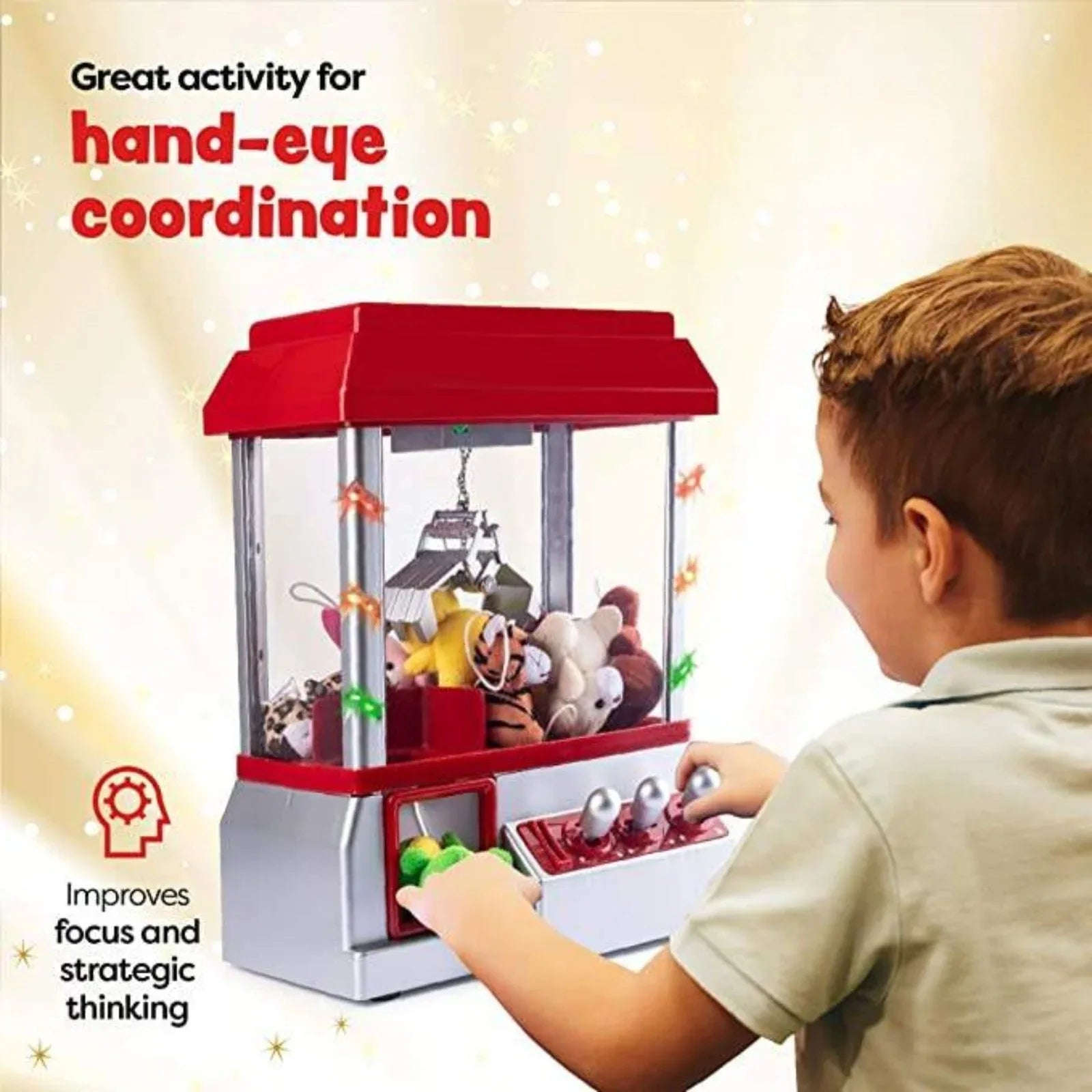Candy Grabber Machine for Kids – Mini Claw Arcade Game Toy with Music & 20 Coins - 4A's Global
