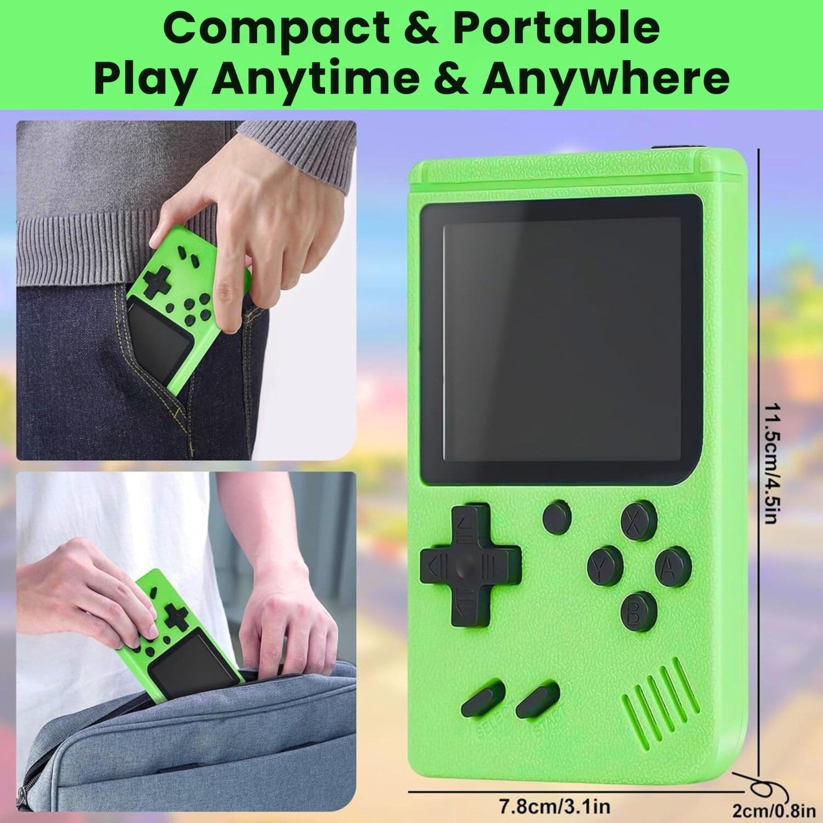 800 in 1 Retro Handheld Game Console – Rechargeable 8-Bit Classic Gaming Toy - 4A's Global