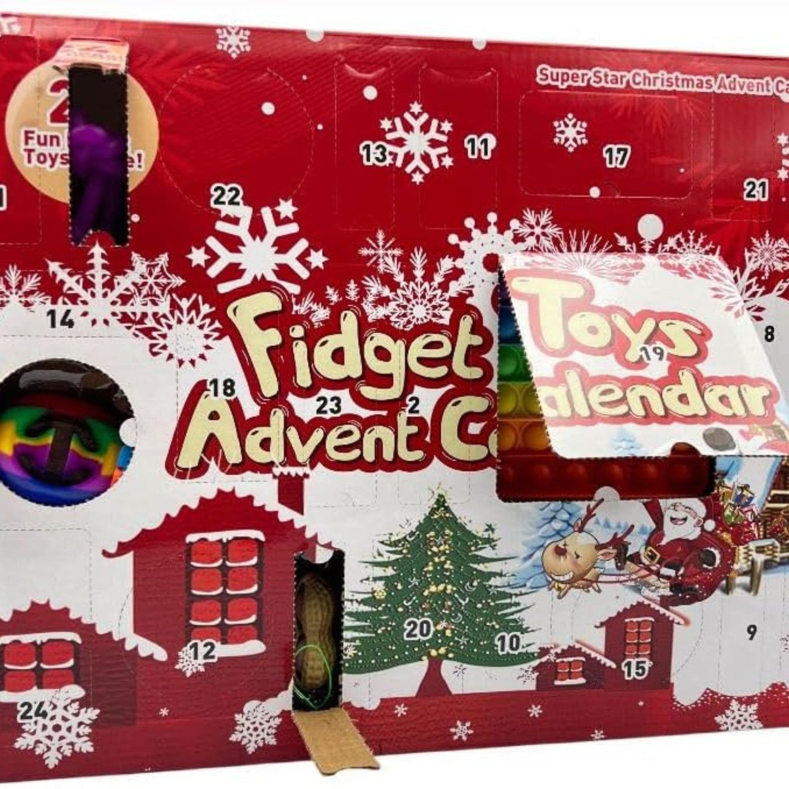 Super Star Christmas Fidget Toys Advent Calendar - 24 Mini Fidget Toys Holiday - 4A's Global