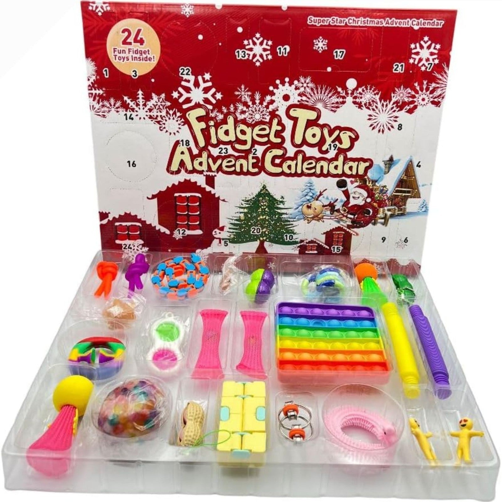 Super Star Christmas Fidget Toys Advent Calendar - 24 Mini Fidget Toys Holiday - 4A's Global