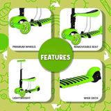 3 in 1 Scooter With Removeable Seat for Kids Ages 3-12 Adjustable Height 3 Wheel - 4A's Global