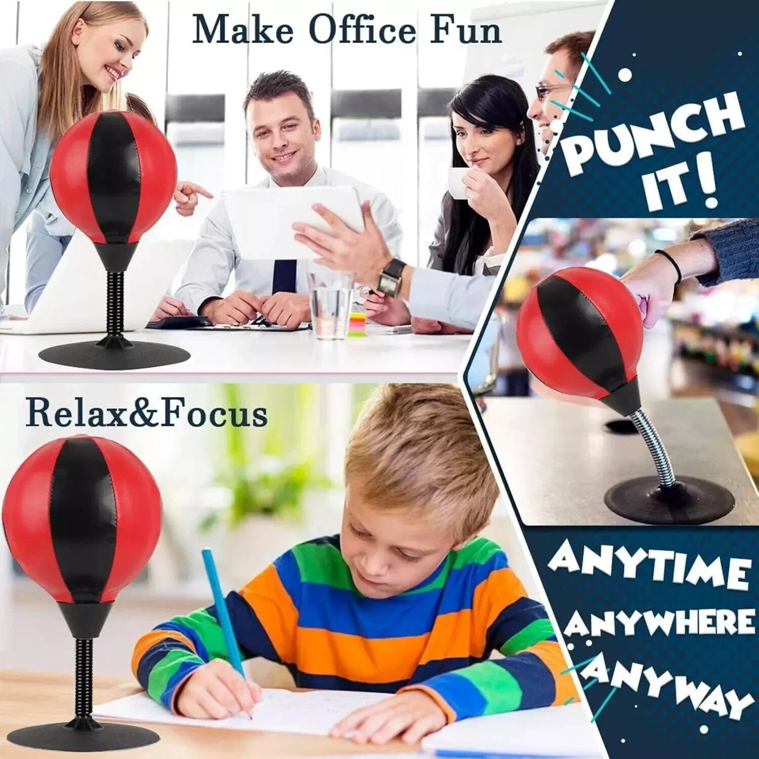 Desktop Punching Bag - Suctions to Your Desk, Raipoment Heavy Duty Stress Relief - 4A's Global