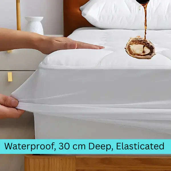 CL 30cm Deep Waterproof Mattress Protector | Quilted, Breathable & Noise-Free | White | UK Sizes - 4A's Global