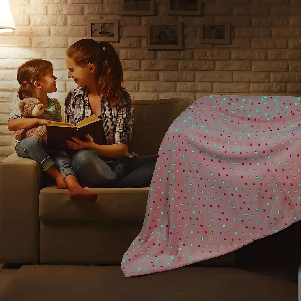Polka Dot Fleece Throw – Ultra Plush Microfiber Blanket for Sofa, Bed &amp; Pets Super Soft Glow-in-the-Dark - 4A's Global
