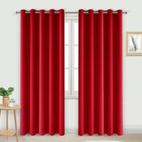 Red Thermal Blackout Eyelet Curtains – Ready Made Insulated Privacy &amp; Noise Reducing Drapes