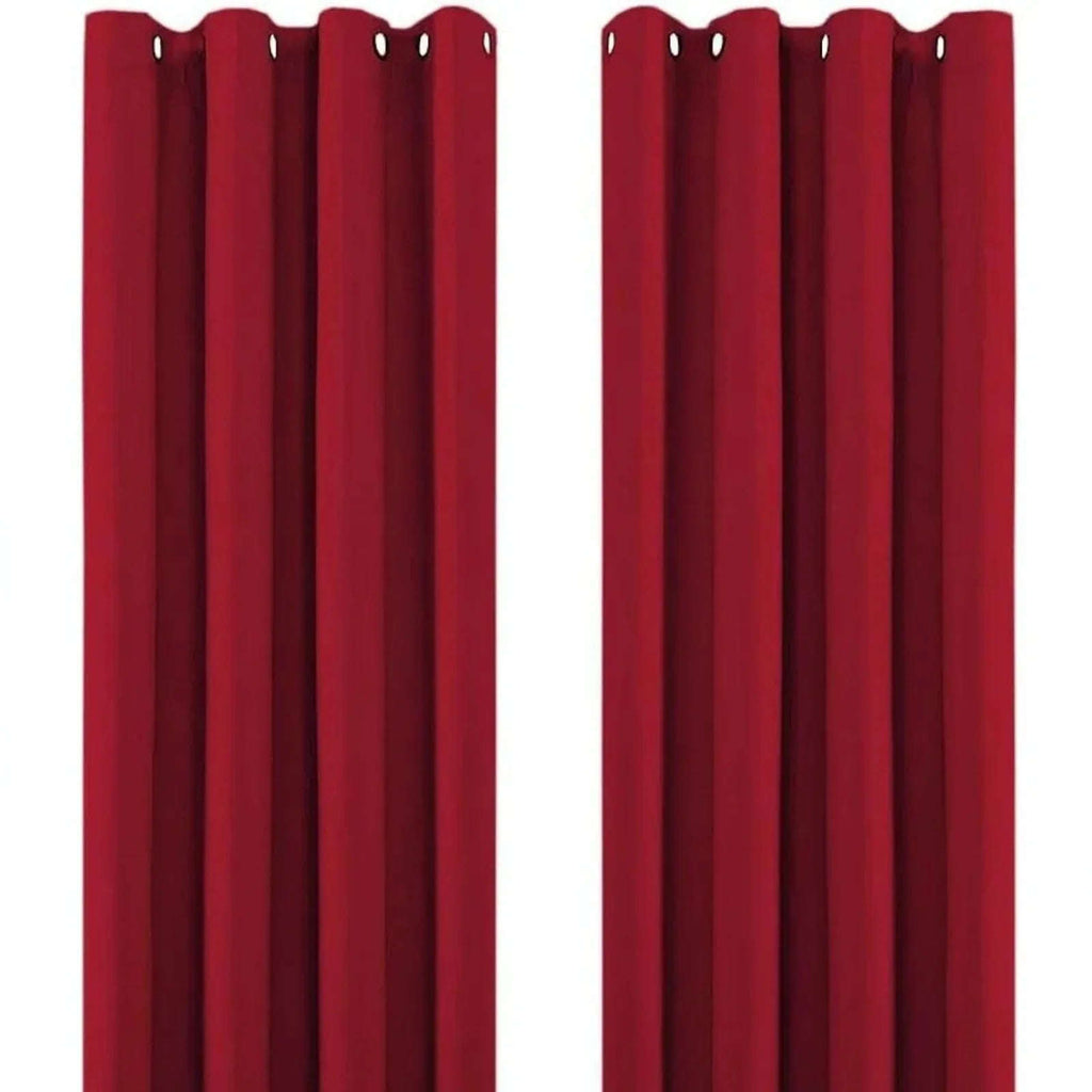 Red Thermal Blackout Eyelet Curtains – Ready Made Insulated Privacy &amp; Noise Reducing Drapes - 4A's Global