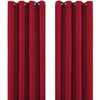 Red Thermal Blackout Eyelet Curtains – Ready Made Insulated Privacy &amp; Noise Reducing Drapes - 4A's Global
