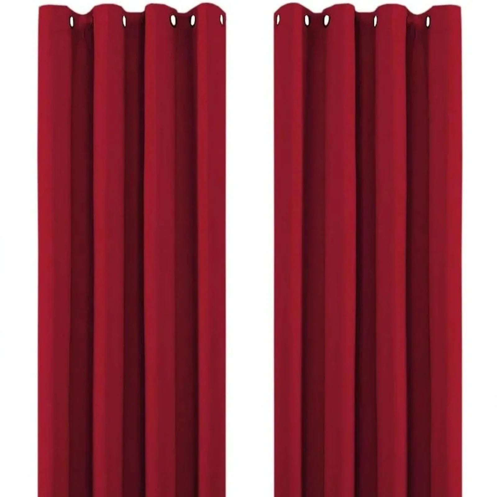 Red Thermal Blackout Eyelet Curtains – Ready Made Insulated Privacy &amp; Noise Reducing Drapes - 4A's Global