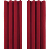 Red Thermal Blackout Eyelet Curtains – Ready Made Insulated Privacy &amp; Noise Reducing Drapes