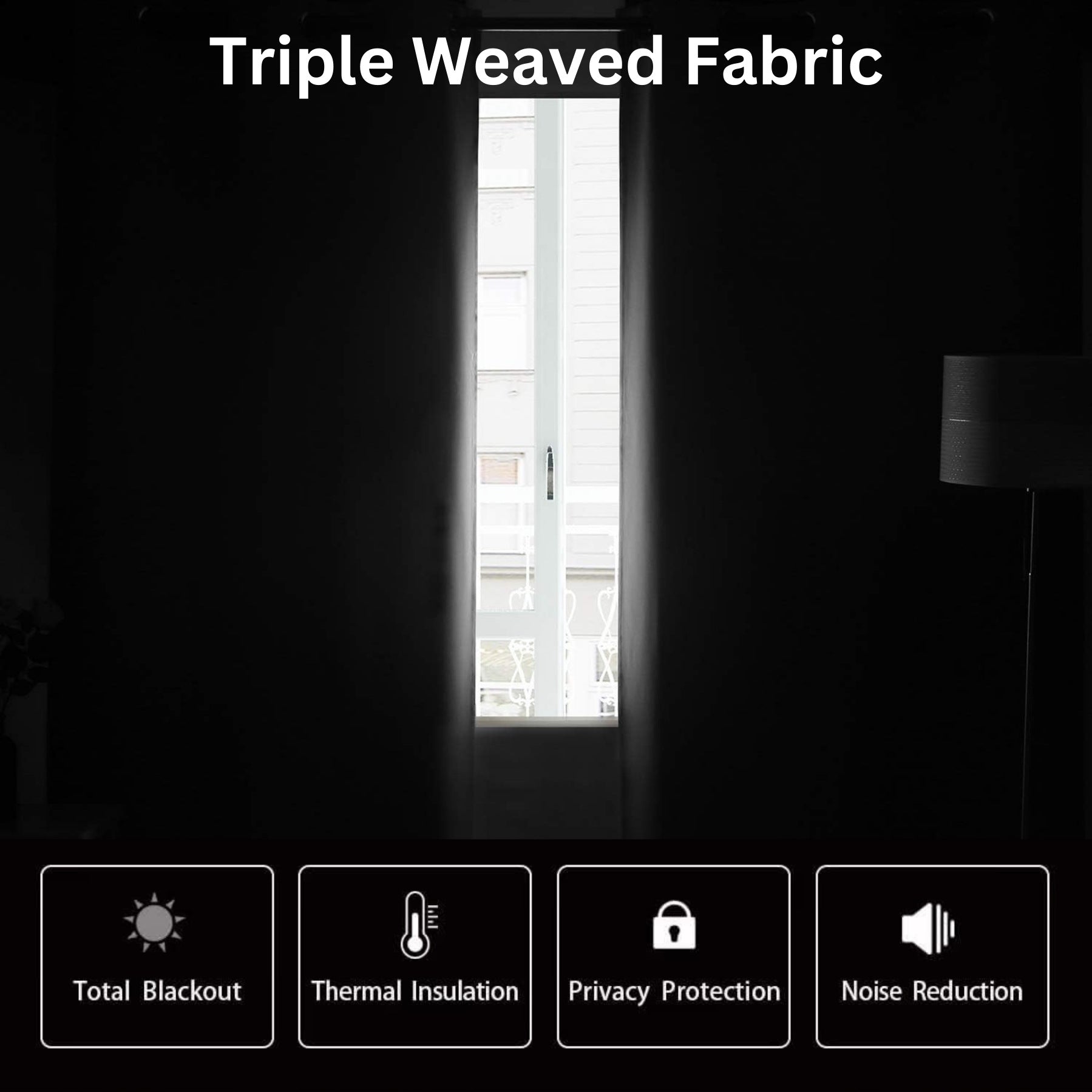 Black Thermal Blackout Eyelet Curtains – Ready Made Insulated Privacy &amp; Noise Reducing Drapes - 4A's Global