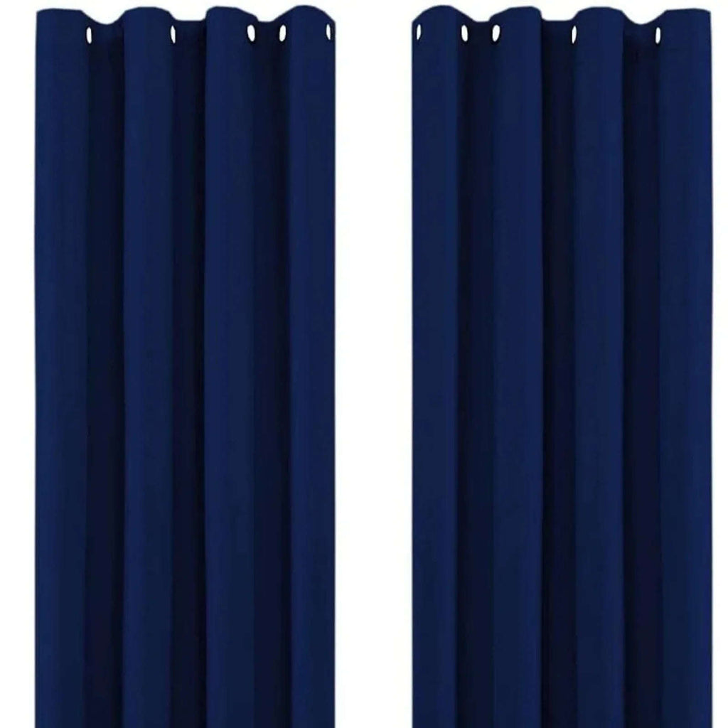 Navy Blue Thermal Blackout Eyelet Curtains – Ready Made Insulated Privacy &amp; Noise Reducing Drapes - 4A's Global