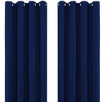 Navy Blue Thermal Blackout Eyelet Curtains – Ready Made Insulated Privacy &amp; Noise Reducing Drapes - 4A's Global