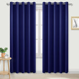 Navy Blue Thermal Blackout Eyelet Curtains – Ready Made Insulated Privacy &amp; Noise Reducing Drapes - 4A's Global