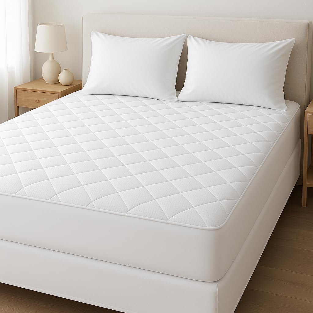 Cooling Bamboo Waterproof Mattress Protector – Hypoallergenic & Noise-Free Fitted Cover