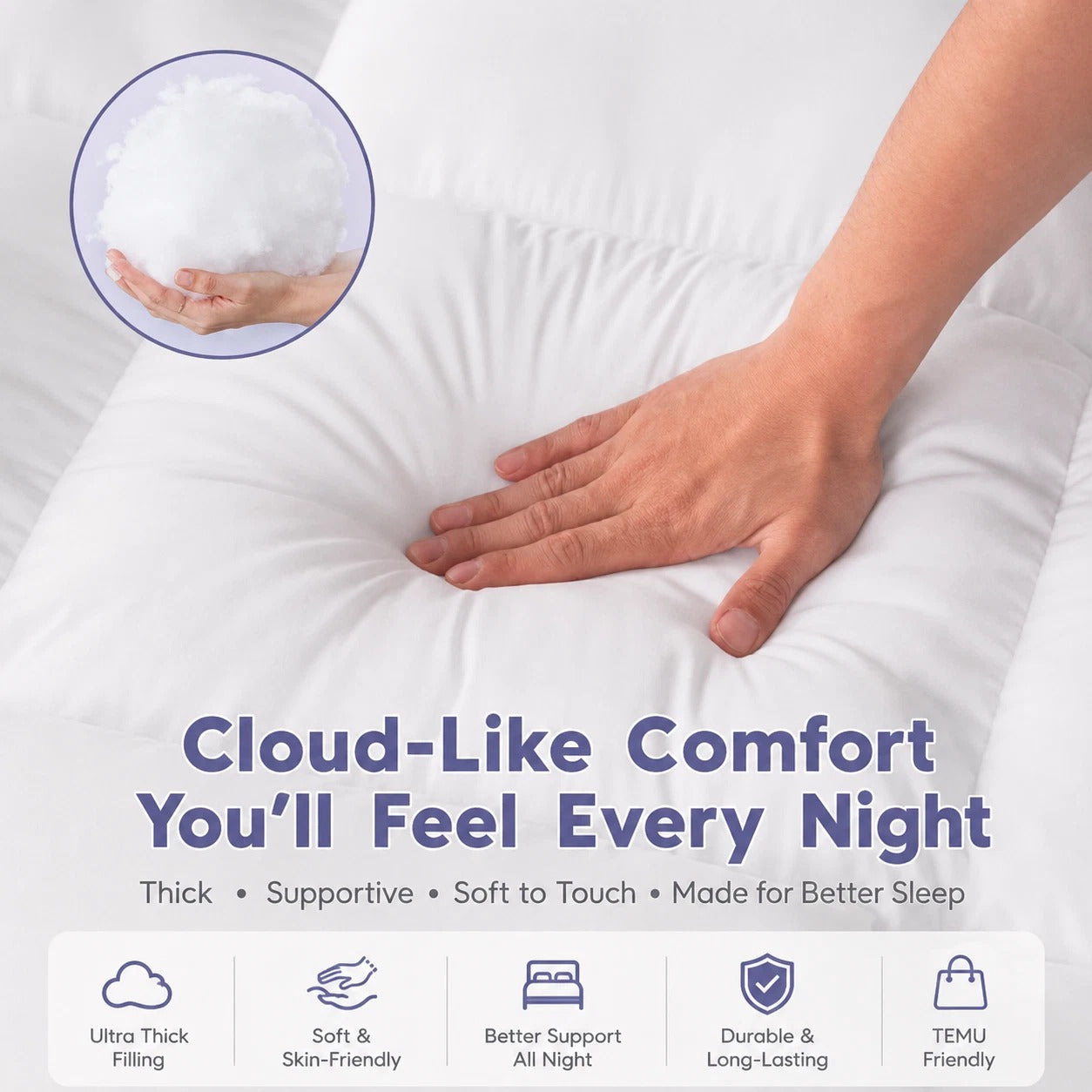 10cm Extra Thick Mattress Topper | 1100GSM Deep-Fill Luxury | All UK Sizes | 4AS