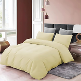 Double Duvet Cover - Premium King-Size Duvet Cover Set – Navy Percale, 3-Piece - Duvet with 2 Matching Pillowcases - Baby Yellow - 4A's Global