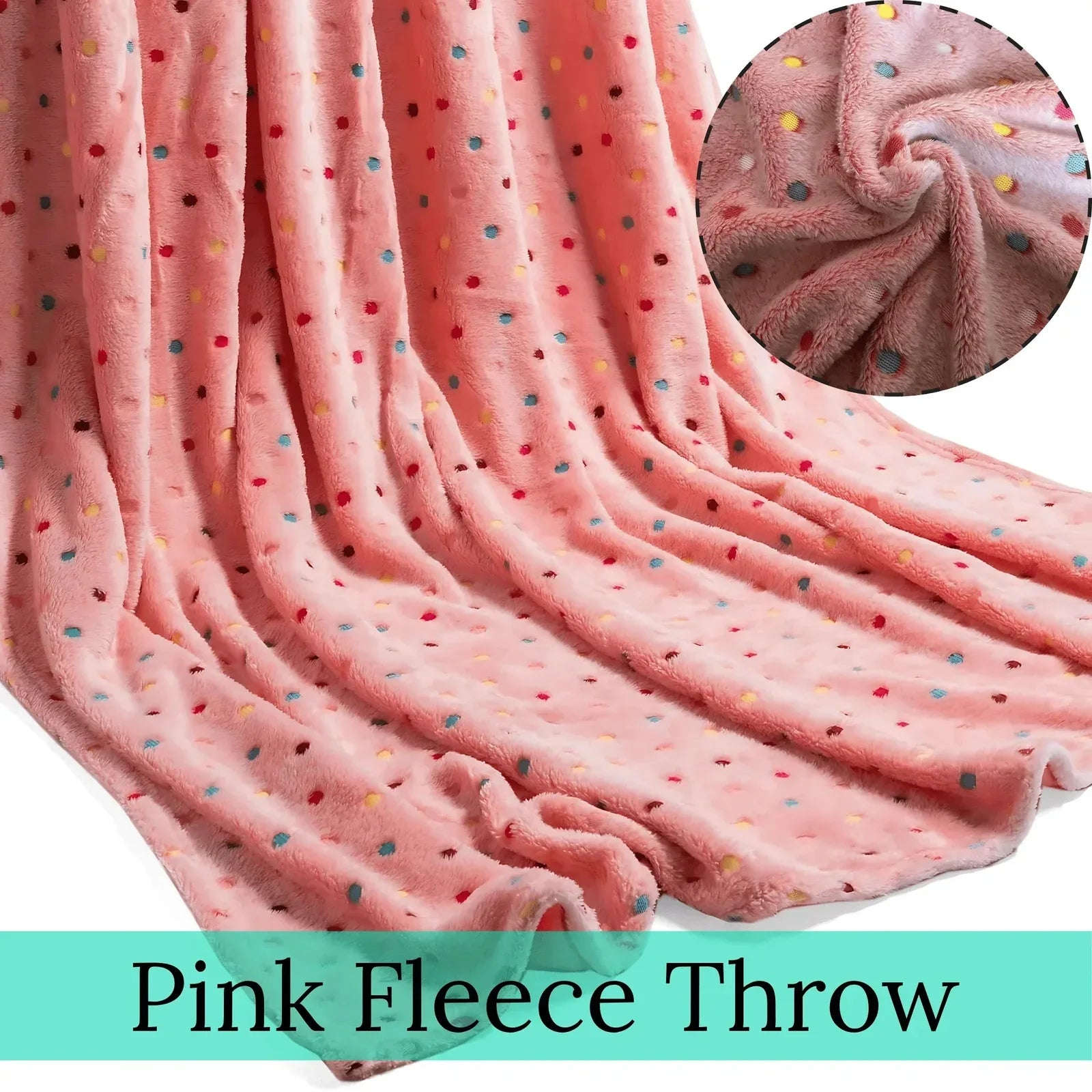 Polka Dot Fleece Throw – Ultra Plush Microfiber Blanket for Sofa, Bed &amp; Pets Super Soft Glow-in-the-Dark - 4A's Global