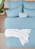 Double Duvet Cover - Plain Dyed Percale Duvet Quilt Cover Navy Solid Soft Double Bedding Duvet Cover Set with 2 Matching Pillowcases -Baby Blue - 4A's Global
