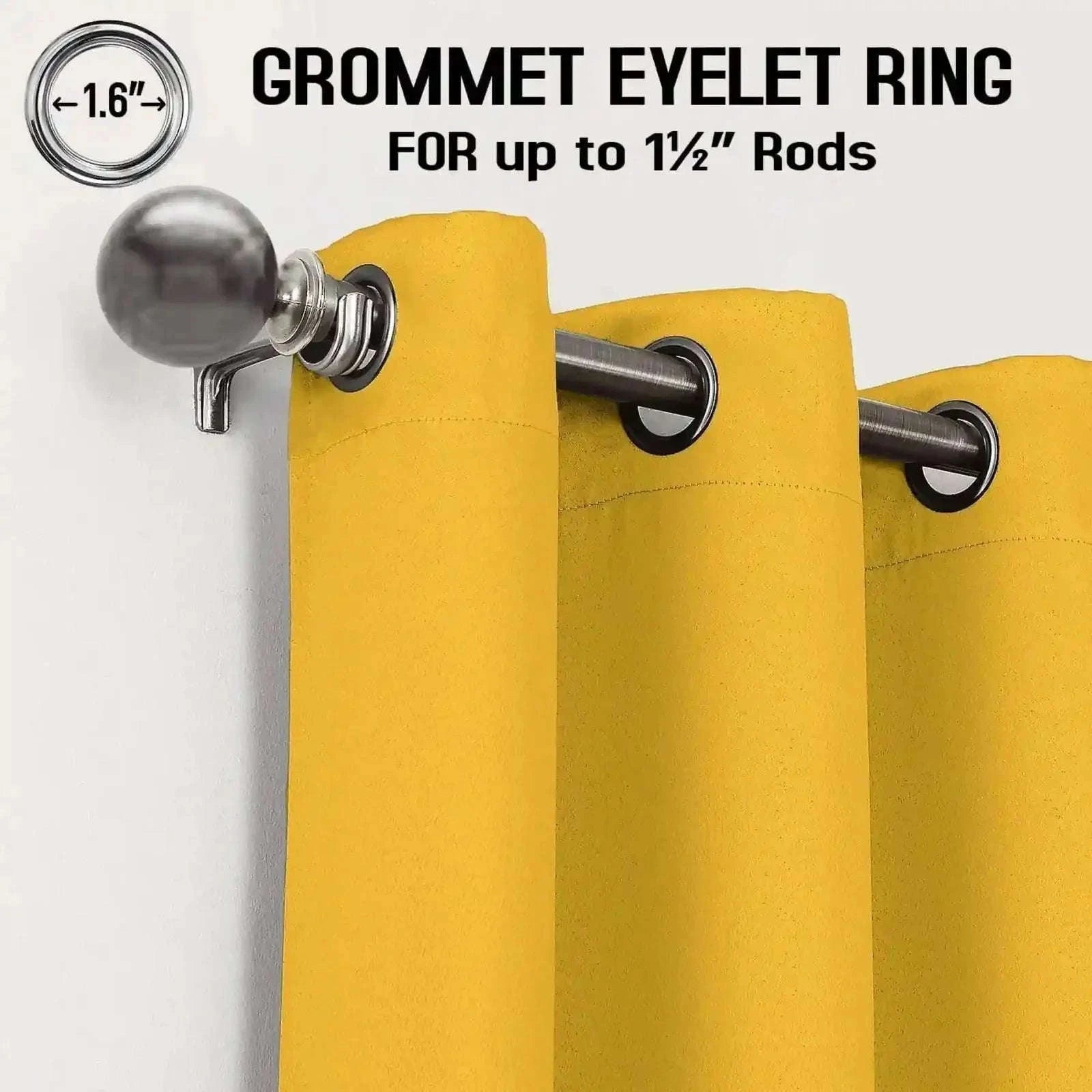 Ochre Yellow Thermal Blackout Eyelet Curtains – Ready Made Insulated Privacy &amp; Noise Reducing Drapes - 4A's Global
