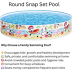 INTEX Inflatable Swimming Pool Under The Palm Trees Round Snap Set Pool Multi Color Beach Theme Design with Repair Patch Included - 4A's Global