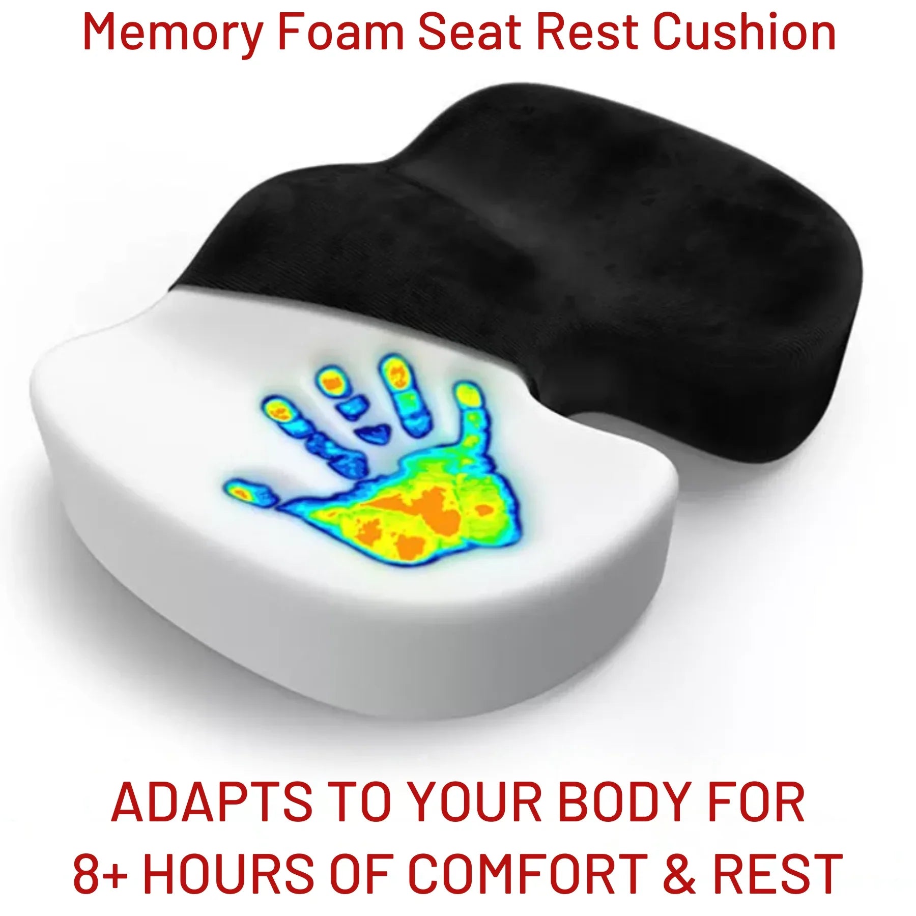 Memory Foam Seat Cushion – Ergonomic Cooling Comfort for Office, Car &amp; Home | 45x35cm | Black - 4A's Global