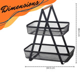 2-Tier Countertop Fruit Basket Fruit Bowl  Vegetable Holder for Kitchen Storage, Bread Storage Basket – Black