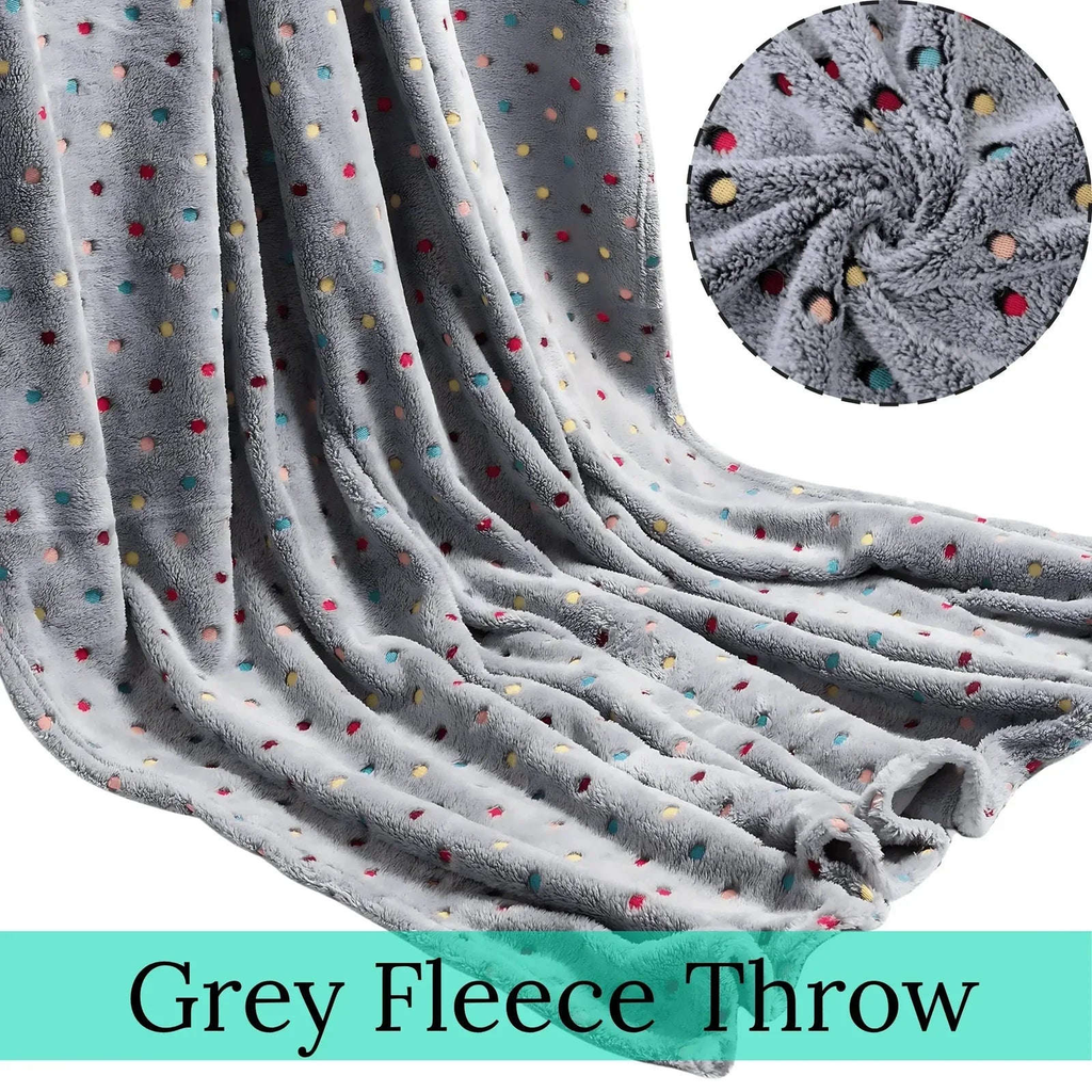 Polka Dot Fleece Throw – Ultra Plush Microfiber Blanket for Sofa, Bed &amp; Pets Super Soft Glow-in-the-Dark - 4A's Global