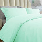 Premium King Size Percale Duvet Cover Set Plain Dyed 3 Piece Bedding Set with 2 Matching Pillowcases Soft Breathable Fabric Sea Green - 4A's Global