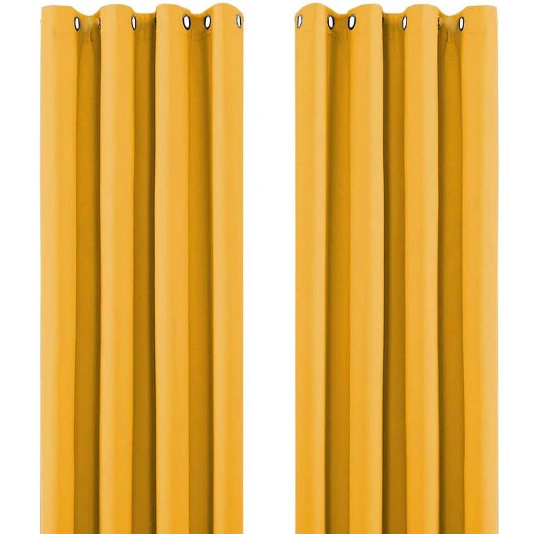 Ochre Yellow Thermal Blackout Eyelet Curtains – Ready Made Insulated Privacy &amp; Noise Reducing Drapes - 4A's Global
