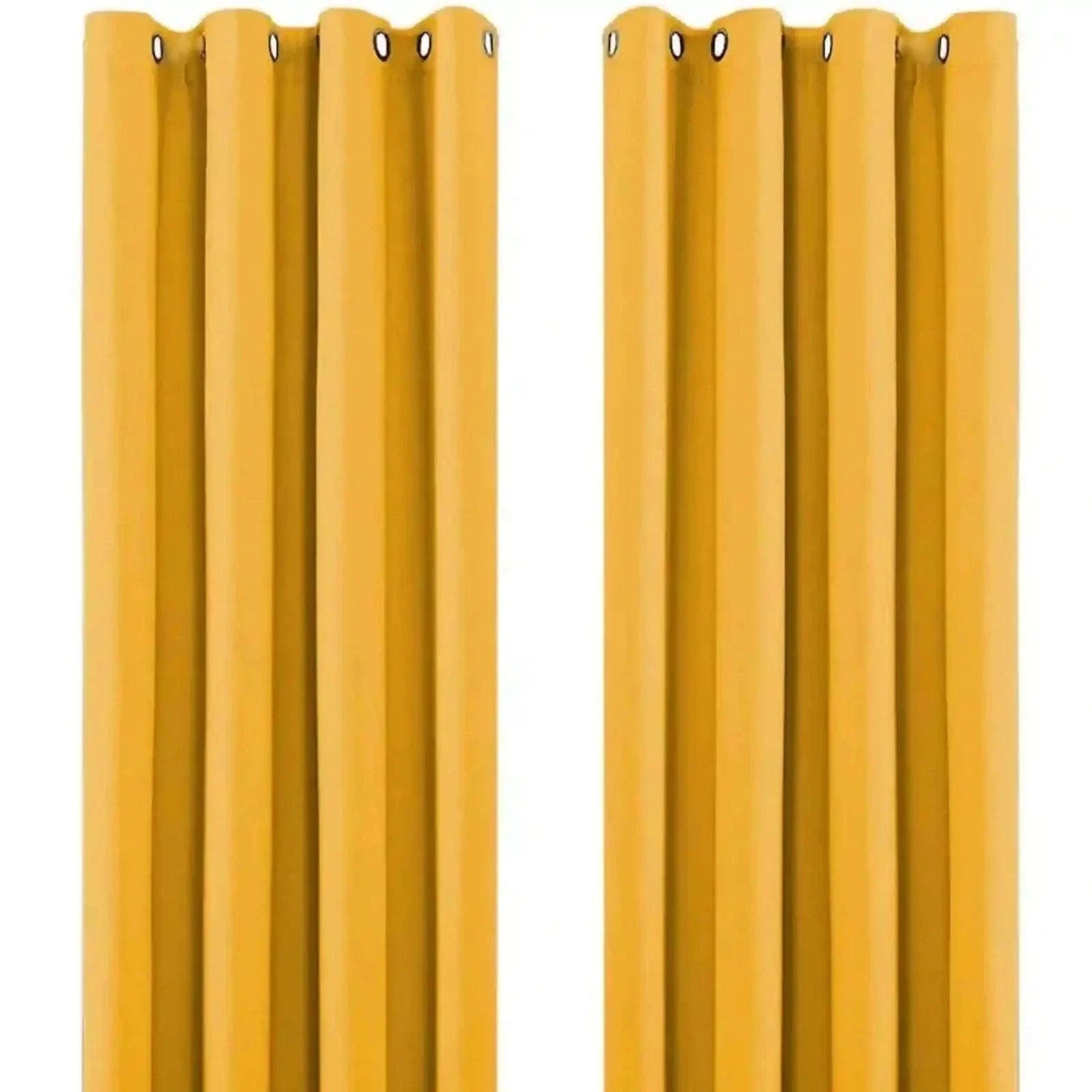 Ochre Yellow Thermal Blackout Eyelet Curtains – Ready Made Insulated Privacy &amp; Noise Reducing Drapes - 4A's Global