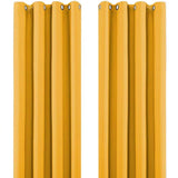Ochre Yellow Thermal Blackout Eyelet Curtains – Ready Made Insulated Privacy &amp; Noise Reducing Drapes - 4A's Global
