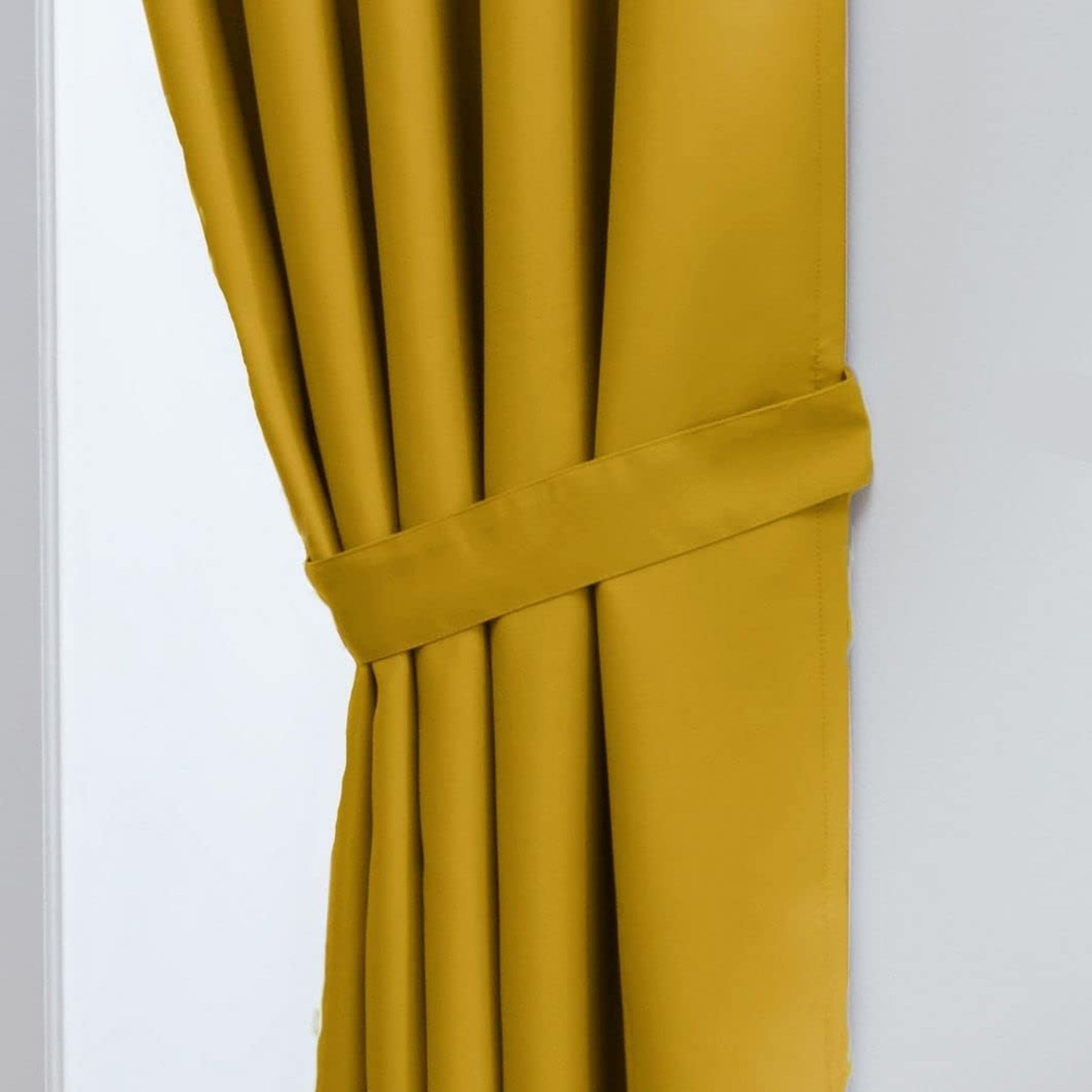 Ochre Yellow Thermal Blackout Eyelet Curtains – Ready Made Insulated Privacy &amp; Noise Reducing Drapes - 4A's Global
