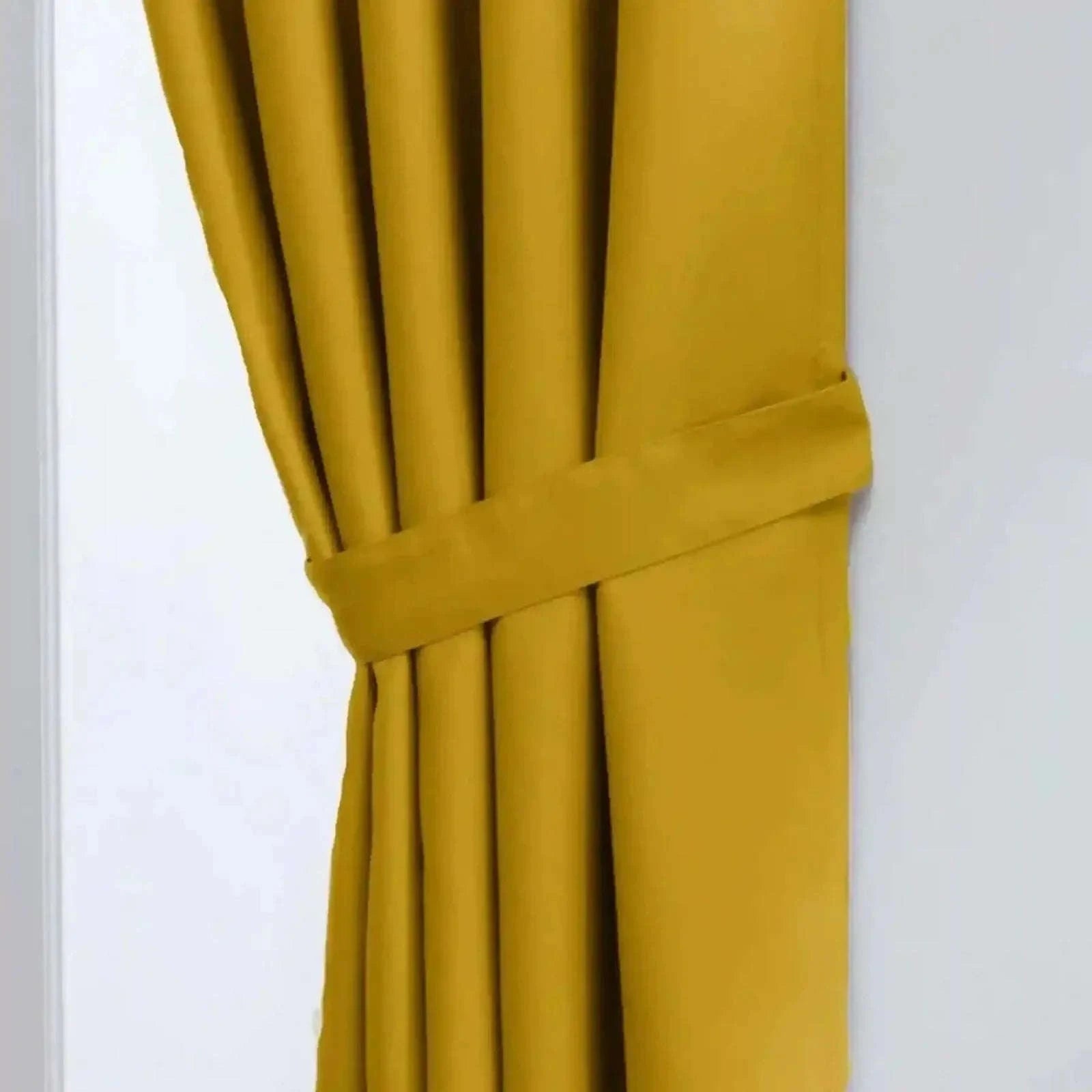 Ochre Yellow Thermal Blackout Eyelet Curtains – Ready Made Insulated Privacy &amp; Noise Reducing Drapes - 4A's Global