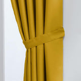 Ochre Yellow Thermal Blackout Eyelet Curtains – Ready Made Insulated Privacy &amp; Noise Reducing Drapes - 4A's Global