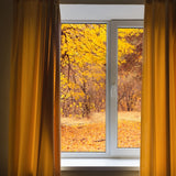 Ochre Yellow Thermal Blackout Eyelet Curtains – Ready Made Insulated Privacy &amp; Noise Reducing Drapes - 4A's Global