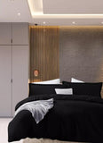 Plain & Reversible Duvet Cover and Matching Pillowcase Set Perfect Bedding for a Cozy Night's Sleep - Black - 4A's Global