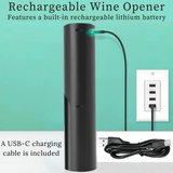 Automatic Electric Wine Bottle Opener Gift Set – Rechargeable, with Foil Cutter, Wine Pourer &amp; Vacuum Stoppers - 4A's Global