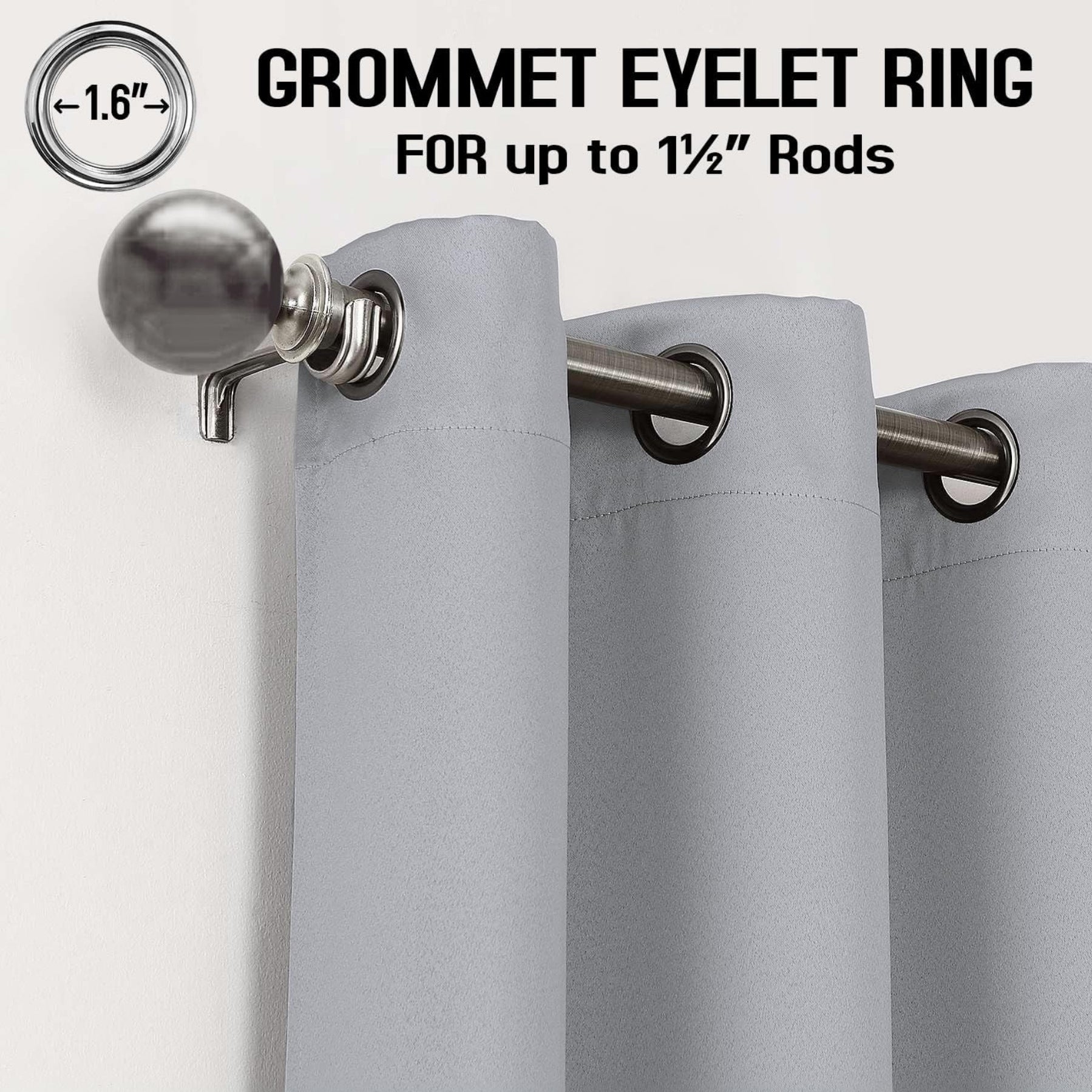 Thermal Blackout Eyelet Curtains – Ready Made Insulated Privacy & Noise Reducing Drapes - 4A's Global