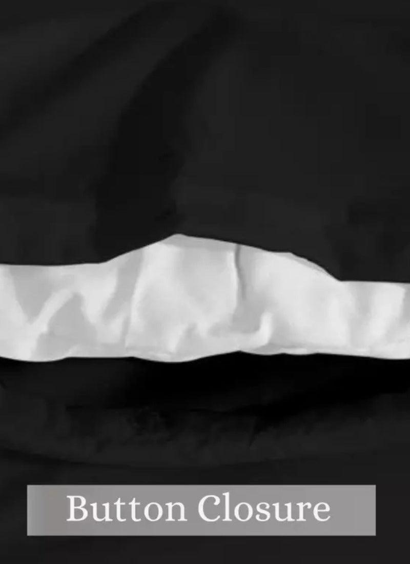Plain & Reversible Duvet Cover and Matching Pillowcase Set Perfect Bedding for a Cozy Night's Sleep - Black - 4A's Global