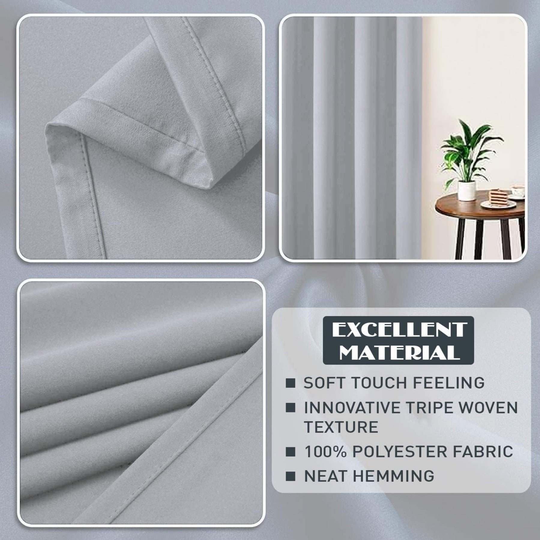 Thermal Blackout Eyelet Curtains – Ready Made Insulated Privacy & Noise Reducing Drapes - 4A's Global