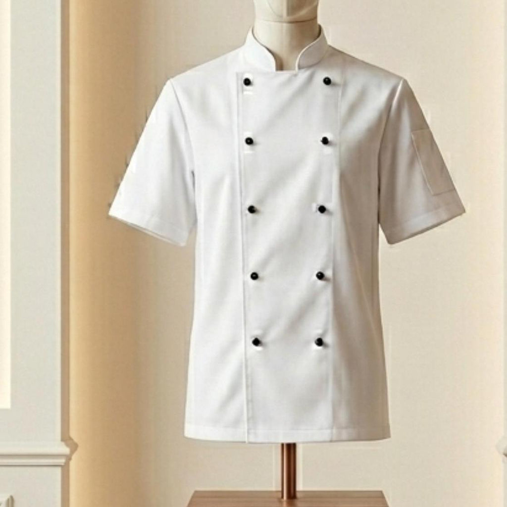 Professional Chef Jacket Short Sleeve Breathable Kitchen Uniform Unisex S to 2XL - 4AS - 4A's Global