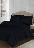 Plain & Reversible Duvet Cover and Matching Pillowcase Set Perfect Bedding for a Cozy Night's Sleep - Black - 4A's Global