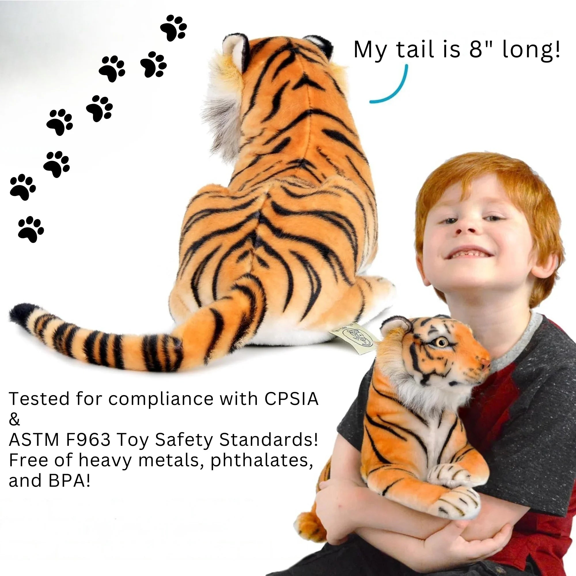 Extra-Large Tiger Plush Stuffed Toy Squeeze Me – 70cm | Soft Stuffed Animal Cushion &amp; Gift (27.5 inches/70 cm) - 4A's Global